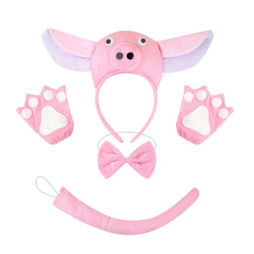 sodeber Schweinekostüm-Set mit Stirnband, Schwanz, Fliege, Handschuh, Rock, Halloween, Rollenspiel, Outfit für Kinder, Jungen, Mädchen von sodeber