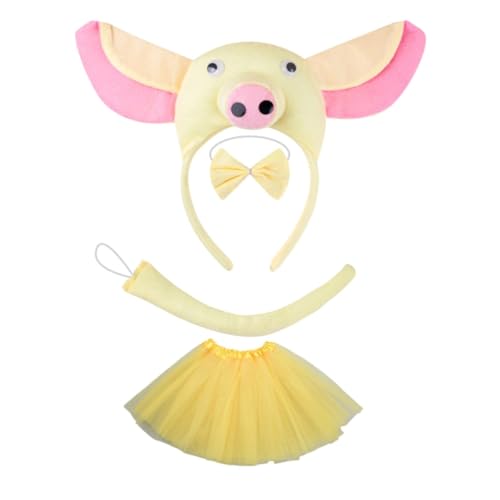 sodeber Schweinekostüm-Set mit Stirnband, Schwanz, Fliege, Handschuh, Rock, Halloween, Rollenspiel, Outfit für Kinder, Jungen, Mädchen von sodeber