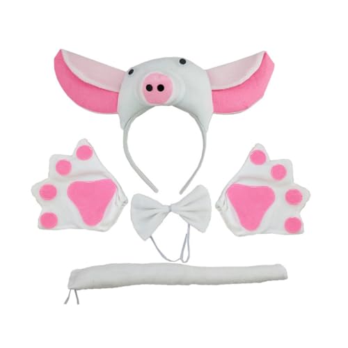 sodeber Schweinekostüm-Set mit Stirnband, Schwanz, Fliege, Handschuh, Rock, Halloween, Rollenspiel, Outfit für Kinder, Jungen, Mädchen von sodeber