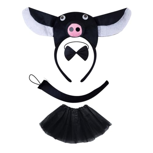 sodeber Schweinekostüm-Set mit Stirnband, Schwanz, Fliege, Handschuh, Rock, Halloween, Rollenspiel, Outfit für Kinder, Jungen, Mädchen von sodeber