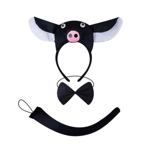sodeber Schweinekostüm-Set mit Stirnband, Schwanz, Fliege, Handschuh, Rock, Halloween, Rollenspiel, Outfit für Kinder, Jungen, Mädchen von sodeber