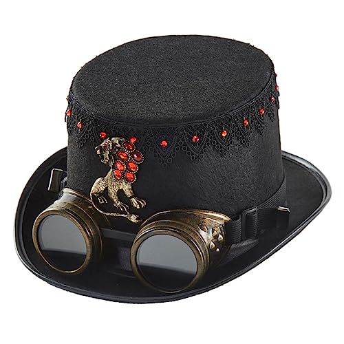 sodeber Steampunk-Hut für Herren, Halloween-Party, mit Brille, Zubehör von sodeber