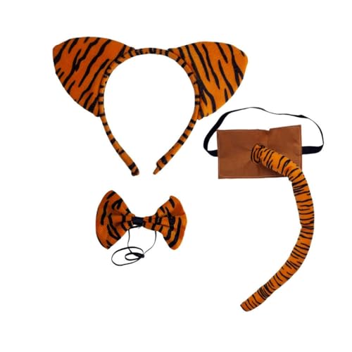sodeber Tiger-Kostüm-Set, Ohren, Schwanz, Fliege, Tutu, Rock, Tier-Kostüm, Halloween, Cosplay von sodeber