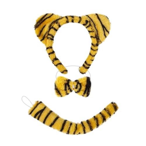 sodeber Tiger-Kostüm für Kinder, Mädchen, Ohren, Stirnband, Schwanz, Fliege, Halloween, Tier, Cosplay, Zubehör, 2/3 Stück sodeber Tiger-Kostüm für Kinder, Mädchen, Ohren, Stirnband, Schwanz, Fliege, Halloween, Tier, Cosplay, Zubehör, 2/3 Stück von sodeber