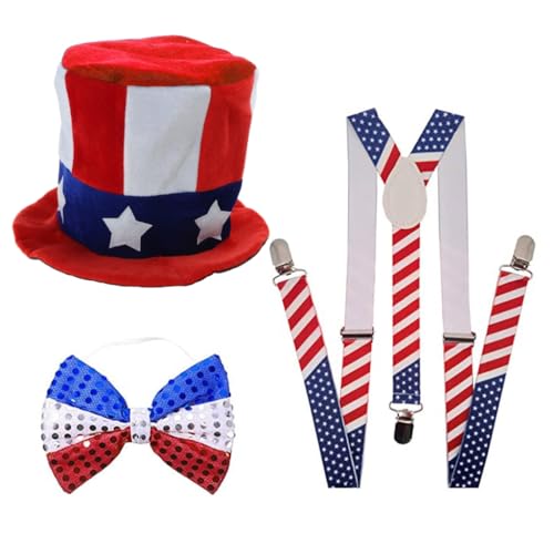 sodeber Unabhängigkeitstag Feier Kostüm Halsketten Hut Stirnband Strümpfe Onkel Sam Cosplays Zubehör für Herren sodeber Unabhängigkeitstag Feier Kostüm Halsketten Hut Stirnband Strümpfe Onkel Sam Cosplays Zubehör für Herren von sodeber