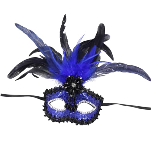 sodeber Venezianer-Kostüm für Damen, gefiedert, Halloween, Karneval, Party, Tanz, Abschlussball, halbes Gesicht sodeber Venezianer-Kostüm für Damen, gefiedert, Halloween, Karneval, Party, Tanz, Abschlussball, halbes Gesicht von sodeber
