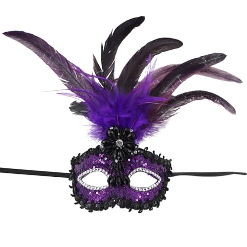 sodeber Venezianer-Kostüm für Damen, gefiedert, Halloween, Karneval, Party, Tanz, Abschlussball, halbes Gesicht sodeber Venezianer-Kostüm für Damen, gefiedert, Halloween, Karneval, Party, Tanz, Abschlussball, halbes Gesicht von sodeber