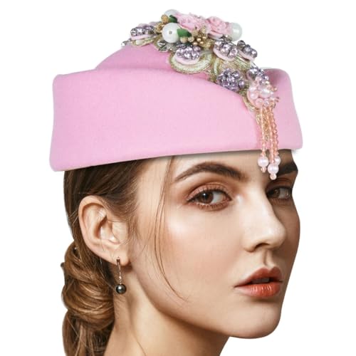 sodeber Vintage Fascinator Hut Wolle Kristall Blume Patched Stewardess für Cocktailparty 1920er Jahre Kostüm Zubehör sodeber Vintage Fascinator Hut Wolle Kristall Blume Patched Stewardess für Cocktailparty 1920er Jahre Kostüm Zubehör von sodeber