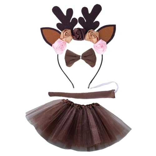 sodeber Weihnachtskostüm für Kinder, Rentier, Cosplay, Stirnband/Schwanz/Fliege, Themenparty, Rollenspiel von sodeber