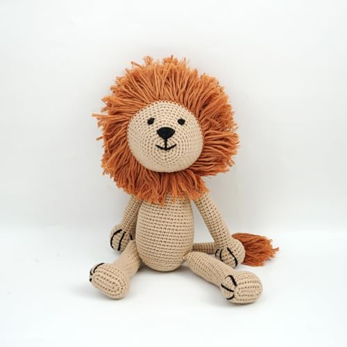 soldstars Kuschellöwe Sunny – gehäkeltes Stofftier aus hochwertiger Baumwolle (30 cm) Geburt, Taufe & Babyparty von soldstars
