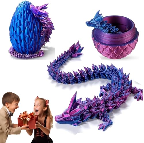3D Gedrucktes Drachenei, Dragon Egg, Beweglicher Drachen Spielzeug, Schreibtischspielzeug Drachen Ornament für Autos, Büros, Häuser, Ostern Geschenke Kinder (Lila) von songyea