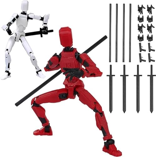 T13 Action Figure, 2 Stück T13 Action Figures 3D-Druck von Beweglichen Figuren mit Mehreren Gelenken, Roboter-Actionfigur, Desktop-Dekorationen (Mit 4 Waffen + 3 Handtypen) von songyea