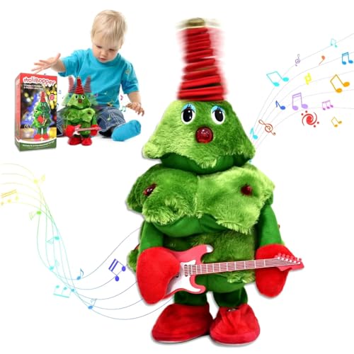 songyea Leuchtendes Tanzendes Weihnachtsbaumspielzeug, Weihnachtsbaum Kuscheltiere mit Aufnahme und 8 Lieder, Weihnachts-elektrische Musik-Puppe, Weihnachtsdekoration für Jungen und Mädchen (A) von songyea