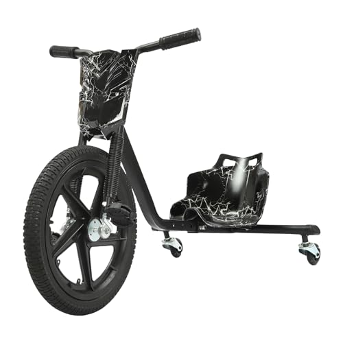 Pedal-Gokart, 16 Inch Kinderfahrzeug, Tretauto mit Beleuchtetes Hinterrad, 360° Universalrad, Sicherheit und Stabilität, für Kinder 130-160cm, Geschenk (Blitzschwarz) von soudesileim