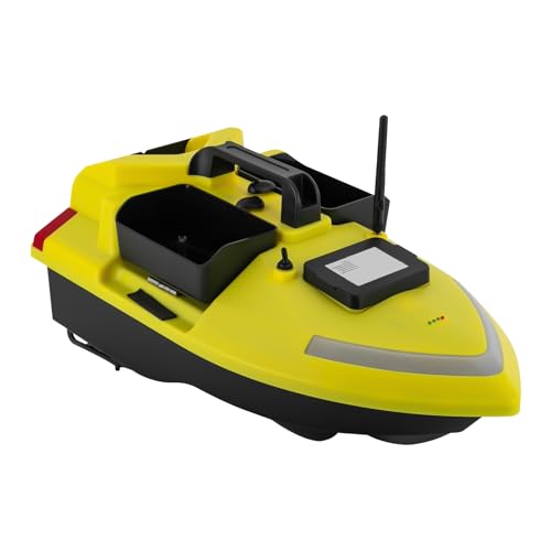 soudesileim Futterboot mit GPS12000 mAh, Ferngesteuertes 500m, Automatische Rückkehr, Dual-Motoren, Köderboot mit 3 Unabhängige Köderfächer, Fischköder Boot (Gelb) von soudesileim
