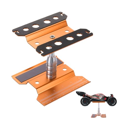 sourcing map 1 Set RC Auto Arbeitsständer Lift Lower Aluminum Repair Workstation 360 Grad Rotation für 1/8 1/10 1/16 Scale RC Car Crawler Truck Fahrzeug (Orange) von sourcing map