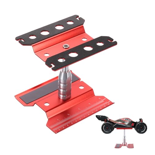 sourcing map 1 Set RC Auto Arbeitsständer Lift Lower Aluminum Repair Workstation 360 Grad Rotation für 1/8 1/10 1/16 Scale RC Car Crawler Truck Fahrzeug (Rot) von sourcing map