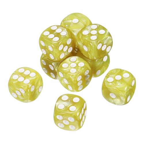 sourcing map 10 Stück 6-seitige, farbige Standardwürfel, Acryl, D6, Mini-Polyedrisches Perlenmuster, Spielwürfel-Set für Tischspiele oder Mathematik-Lernen, gelb/weiße Spitze sourcing map 10 Stück 6-seitige, farbige Standardwürfel, Acryl, D6, Mini-Polyedrisches Perlenmuster, Spielwürfel-Set für Tischspiele oder Mathematik-Lernen, gelb/weiße Spitze von sourcing map