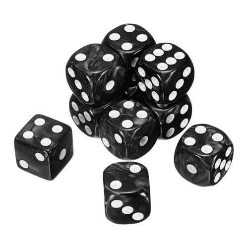 sourcing map 10 Stück 6-seitige, farbige Standardwürfel, Acryl, D6, Mini-Polyedrisches Perlenmuster, Spielwürfel-Set für Tischspiele oder Mathematik-Lernen, schwarz/weiße Spitze von sourcing map