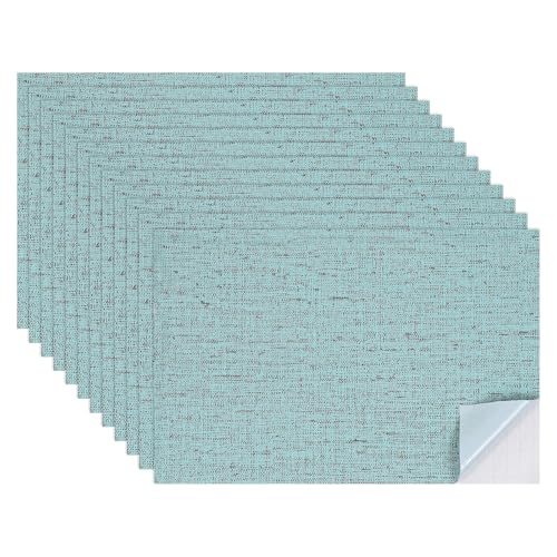 sourcing map 12 Blatt Miniatur Puppenhaus Tapete, Leinenstruktur Selbstklebend PVC Bodenbelag Wand, Mini Wanddekoration für Puppenhaus Sandtisch Modell Zubehör 11.81 x 7.87 Zoll (Dunkelblau) von sourcing map