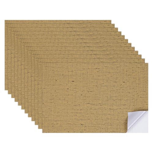 sourcing map 12 Blatt Miniatur Puppenhaus Tapete, Leinenstruktur Selbstklebend PVC Bodenbelag Wand, Mini Wanddekoration für Puppenhaus Sandtisch Modell Zubehör 11.81 x 7.87 Zoll (Kaffee) von sourcing map