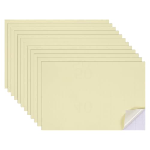 sourcing map 12 Blatt Miniatur Puppenhaus Tapete, Selbstklebende PVC Bodenbelag Wand, Mini Wanddekoration für Puppenhaus Sandtisch Modell Zubehör 11.81 x 7.87 Zoll (Beige) von sourcing map