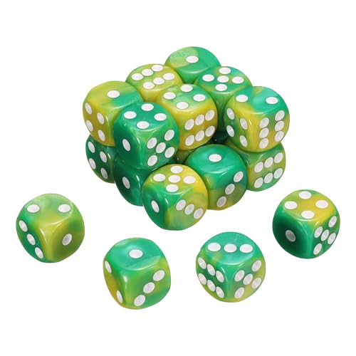 sourcing map 20 Stück 6-seitige Standardwürfel, 2 Farben, 16 mm, Acryl, D6, Mini-Polyedrisches Perlenmuster, Spielwürfel-Set für Tischspiele, Gelb und Grün/Weiß sourcing map 20 Stück 6-seitige Standardwürfel, 2 Farben, 16 mm, Acryl, D6, Mini-Polyedrisches Perlenmuster, Spielwürfel-Set für Tischspiele, Gelb und Grün/Weiß von sourcing map