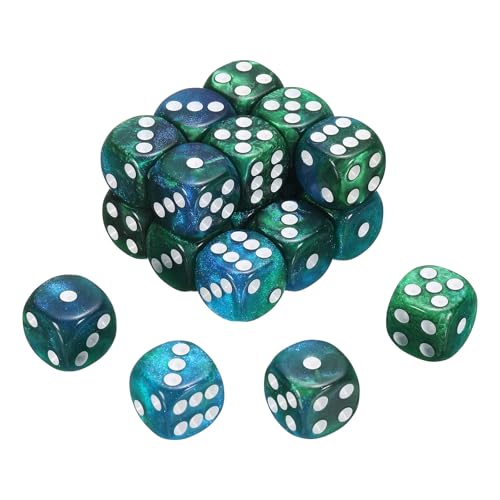 sourcing map 20 Stück 6-seitige Standardwürfel, 2 Farben, 16 mm, Acryl, D6, Mini-Polyedrisches Perlenmuster, Spielwürfel-Set für Tischspiele, Grün und Blau/Weiß sourcing map 20 Stück 6-seitige Standardwürfel, 2 Farben, 16 mm, Acryl, D6, Mini-Polyedrisches Perlenmuster, Spielwürfel-Set für Tischspiele, Grün und Blau/Weiß von sourcing map