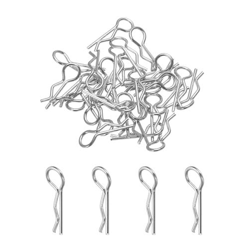 sourcing map 30 Stück 90-Grad-Winkel-Körperklammern, Gebogene federnde Stifte für alle Modelle im Maßstab 1/8, 1/10, 1/12, RC-Car-Crawler-Truck-Shell-Ersatz (Silber) von sourcing map