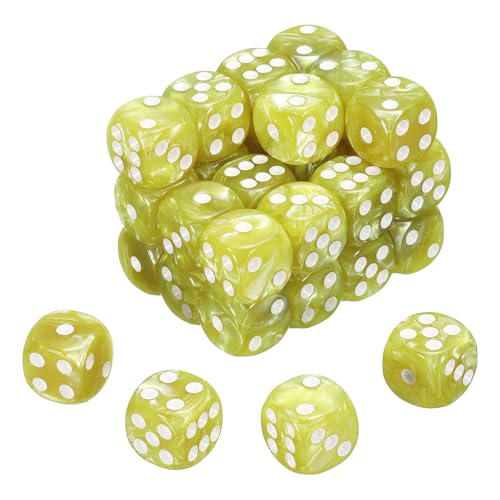 sourcing map 48 Stück 6-seitige, farbige Standardwürfel, 16 mm Acryl, D6, Mini-Polyedrisches Perlenmuster, Spielwürfel-Set für Tischspiele, gelb/weiße Spitze sourcing map 48 Stück 6-seitige, farbige Standardwürfel, 16 mm Acryl, D6, Mini-Polyedrisches Perlenmuster, Spielwürfel-Set für Tischspiele, gelb/weiße Spitze von sourcing map