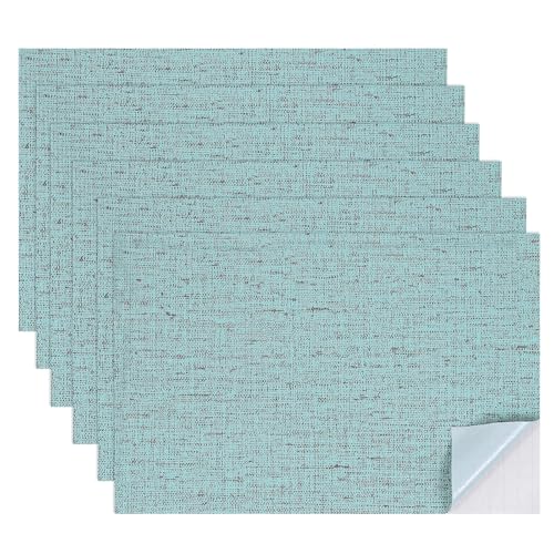 sourcing map 6 Blatt Miniatur Puppenhaus Tapete, Leinenstruktur Selbstklebend PVC Bodenbelag Wand, Mini Wanddekoration für Puppenhaus Sandtisch Modell Zubehör 11.81 x 7.87 Zoll (Dunkelblau) von sourcing map
