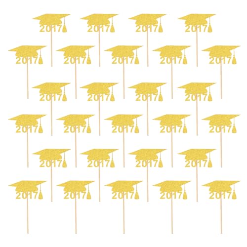 sourcing map Cupcake-Topper mit Glitzerpunkten, 48 Stück, glitzernde Cupcake-Picks mit Klebepunkten, Kuchendekorationen für Hochzeit, Geburtstag, Mottoparty, goldfarben von sourcing map
