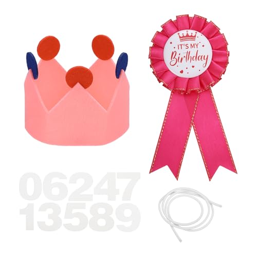 sourcing map Geburtstag Krone Party Set, My Ribbon Brosche Pin & Filzkrone Hut mit 0-9 Zahlen für Themenparty Dress Up Dekoration Foto Requisiten Geburtstage Feier, Rosa sourcing map Geburtstag Krone Party Set, My Ribbon Brosche Pin & Filzkrone Hut mit 0-9 Zahlen für Themenparty Dress Up Dekoration Foto Requisiten Geburtstage Feier, Rosa von sourcing map
