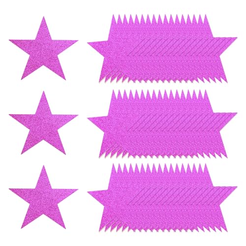 sourcing map Glitzerstern-Ausschnitte, 15,2 cm, doppelt bedrucktes Glitzerpapier, Konfetti-Ausschnitte für Pinnwand, Wand, Party, Dekoration, Zubehör, Rosarot, 80 Stück von sourcing map