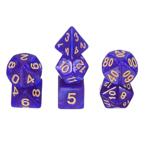 sourcing map Polyedrisches Würfel-Set, 7-teilig, Acryl-Würfel für Rollenspiele, Tischspiele, Tischspiele, Gaming-Zubehör, Perlglanz-Lila von sourcing map