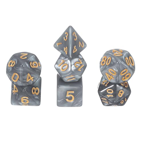 sourcing map Polyedrisches Würfel-Set, 7-teilig, Acryl-Würfel für Rollenspiele, Tischspiele, Tischspiele, Gaming-Zubehör, Perlglanz-Silber von sourcing map