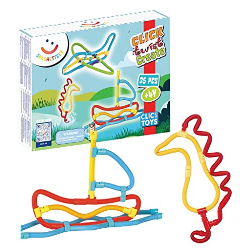 spaghetteez Antistress Spielzeug für Kinder ab 4 Jahre, pädagogisches Montessori Bastelset für Jungen und Mädchen, Flexible Baustöcke zum Basteln im Set, 35 Teile von spaghetteez