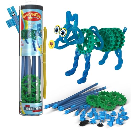 spaghetteez Anti-Stress-Spielzeug für Kinder ab 5 Jahren, pädagogisches Montessori-Bastelset für Jungen und Mädchen, Flexible Baustöcke zum Basteln - Noodle The Pup Set von spaghetteez