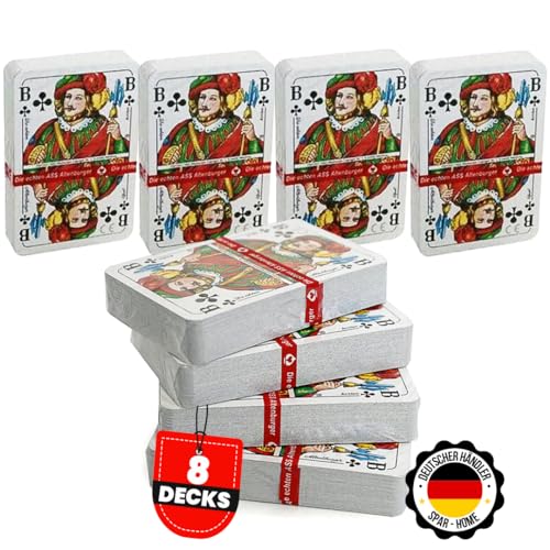 spar-home® Kartenspiel für Erwachsene Spielkarten Romme Profiqualität für Bridge Canasta Poker Skat Kartendeck 55 Blatt BLAU und ROT (8-Deck) von spar-home