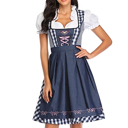 spier Oktoberfest-Kostüm für Damen, National Style Beer Festival Wench Kostüm Oktoberfest Dirndlkleid mit Schürze Maid Uniform Suit von spier