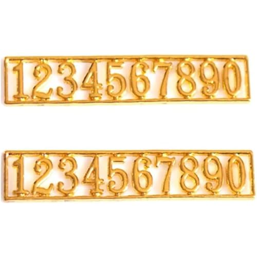 1:12 Miniatur-Türnummern-Set 0-9, goldenes Metall, Vintage-Design für Puppenhauszubehör von sporful