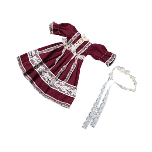 sporful 1/6 BJD Puppe Kleid Prinzessinnen Kostüm Mode Puppenzubehör 30cm Verkleiden Foto-Requisiten - Rot von sporful