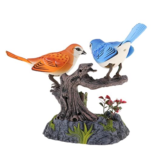 sporful Elektrisch geräuschaktivierte zwitschernde Vögel mit Bewegung für Kinder, realistisches singendes Vogelspielzeug für Schreibtischdekoration, batteriebetrieben (Kunststoff) von sporful