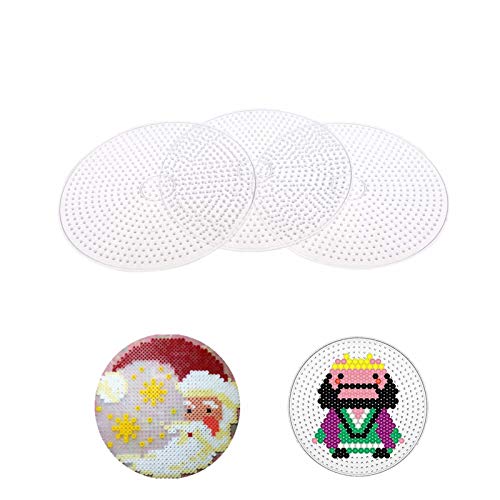 sporful Perler Beads Boards Stecktafeln aus transparentem Kunststoff, 5 mm, groß, rund, Sicherungsperlen, Stecktafeln, Set mit 3 Stück, für Bastelarbeiten, Kinderspielzeug von sporful