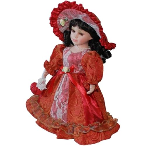 sporful Viktorianische Porzellanpuppe 30 cm mit rotem Kleid und Metallständer, Geschenk für Kinder sporful Viktorianische Porzellanpuppe 30 cm mit rotem Kleid und Metallständer, Geschenk für Kinder von sporful