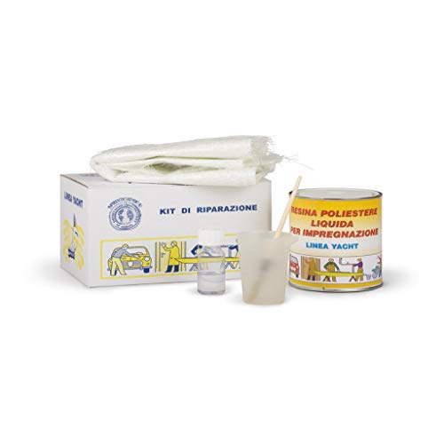 Reparaturset Fiberglas geeignet für die Reparatur fehlender Teile, im Bereich der Karosserie Inhalt: 750 ml Polyesterharz, 0,5 m² Wolle Glas, 1 Pinsel, 1 Glas. Reparaturset Fiberglas geeignet für die Reparatur fehlender Teile, im Bereich der Karosserie Inhalt: 750 ml Polyesterharz, 0,5 m² Wolle Glas, 1 Pinsel, 1 Glas. von sprint chimica