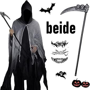 Sensenmann Kostüm, Halloween Kostüm Sensenmann, Sensenmann Kostüm Herren, Sensenmann Umhang mit Kapuze,Horror-Aufkleber, Sense, Grim Reaper Kostüm, für Halloween Party, Karnevals, Cosplay, Erwachsene, Sensenmann Kostüm, Halloween Kostüm Sensenmann, Sensenmann Kostüm Herren, Sensenmann Umhang mit Kapuze,Horror-Aufkleber, Sense, Grim Reaper Kostüm, für Halloween Party, Karnevals, Cosplay, Erwachsene, von srclo