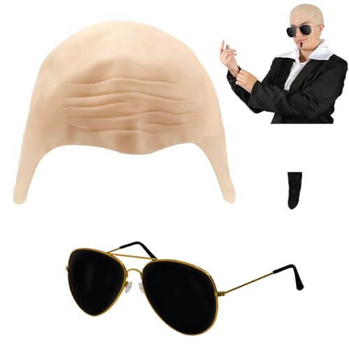 Nackte Glatzenmütze und Sonnenbrille, Cosplay-Zubehör-Set, schwarzer Kunstbart für Herren und Damen, Musik-Ikone, berühmte Prominente, Kostümparty, Kostüm, Erwachsene, Mr Worldwide Zubehör-Set Nackte Glatzenmütze und Sonnenbrille, Cosplay-Zubehör-Set, schwarzer Kunstbart für Herren und Damen, Musik-Ikone, berühmte Prominente, Kostümparty, Kostüm, Erwachsene, Mr Worldwide Zubehör-Set von starfa lab