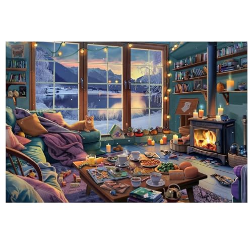 Puzzles 1000 Teile für Erwachsene Puzzles, für Erwachsene, klassisches herausforderndes Spiel für das Ganze für Frauen, Geschenke für Männer, schöne Dekoration (Fensterkatze) von starfa lab