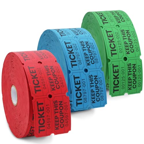 steauty Tombola-Tickets Doppelrolle, fortlaufend nummeriert, drei Rollen mit 2000 Tickets, leicht abreißbares Design, Mehrzweck-Lotteriescheine für Veranstaltungen, Partys, Spendenaktionen steauty Tombola-Tickets Doppelrolle, fortlaufend nummeriert, drei Rollen mit 2000 Tickets, leicht abreißbares Design, Mehrzweck-Lotteriescheine für Veranstaltungen, Partys, Spendenaktionen von steauty